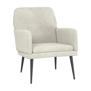 Fauteuil 62x79x79 cm fluweel crèmekleurig Fauteuil 62x79x79 cm fluweel crèmekleurig