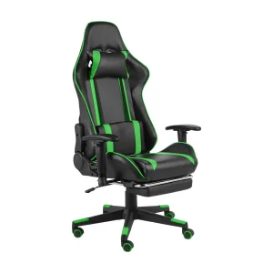 Gamestoel draaibaar met voetensteun PVC groen Gamestoel draaibaar met voetensteun PVC groen