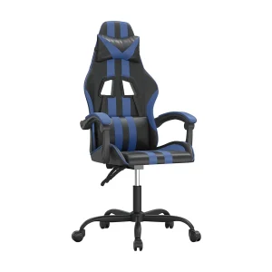 Gamestoel draaibaar kunstleer zwart en blauw Gamestoel draaibaar kunstleer zwart en blauw