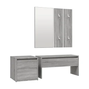 Garderobe set bewerkt hout grijs sonoma eikenkleurig