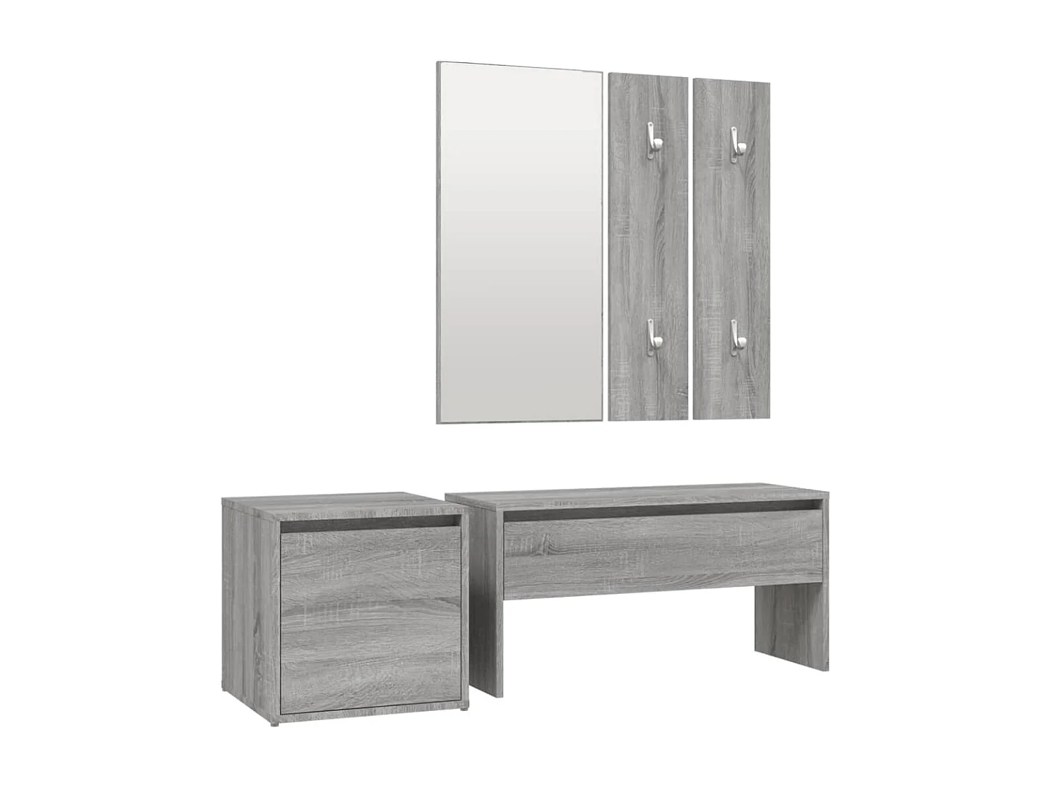 Garderobe set bewerkt hout grijs sonoma eikenkleurig