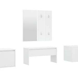 Garderobe set bewerkt hout wit