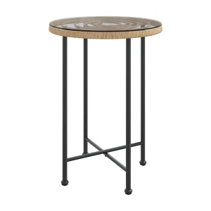 Eettafel Ø55 cm gehard glas en staal