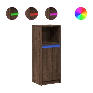 Dressoir met LED 38x34x100 cm bewerkt hout bruin eikenkleur