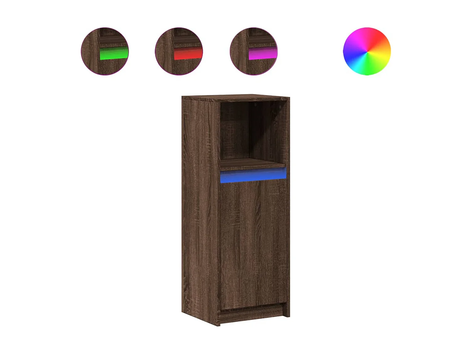 Dressoir met LED 38x34x100 cm bewerkt hout bruin eikenkleur