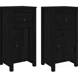 Dressoirs 2 st 40x35x80 cm massief grenenhout zwart Dressoirs 2 st 40x35x80 cm massief grenenhout zwart