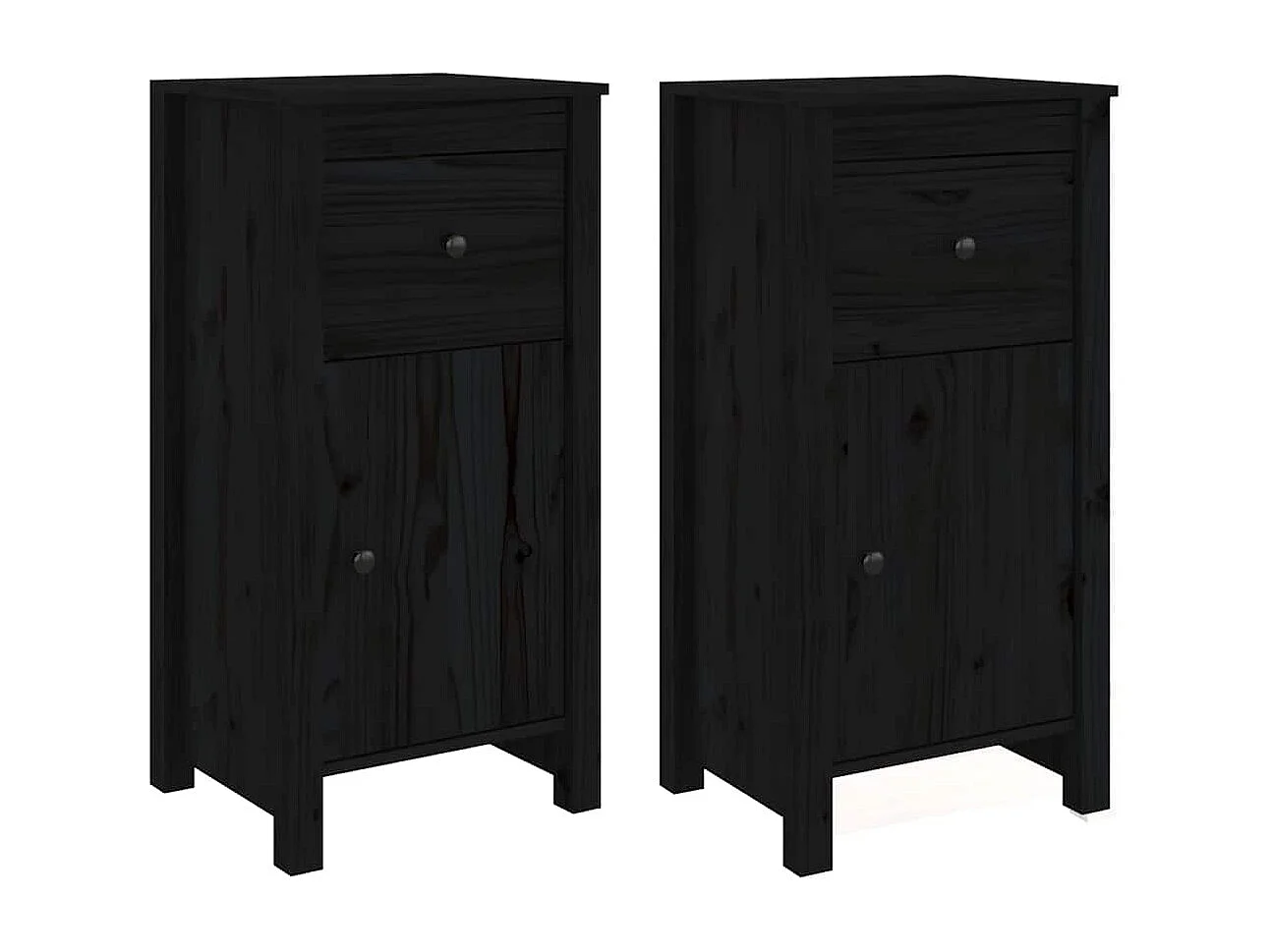 Dressoirs 2 st 40x35x80 cm massief grenenhout zwart
