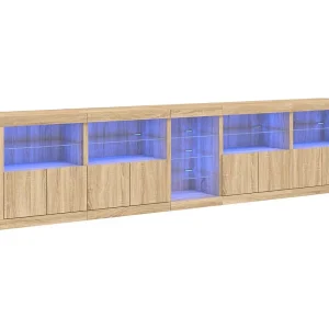 Dressoir met LED-verlichting 283x37x67 cm sonoma eikenkleurig Dressoir met LED-verlichting 283x37x67 cm sonoma eikenkleurig