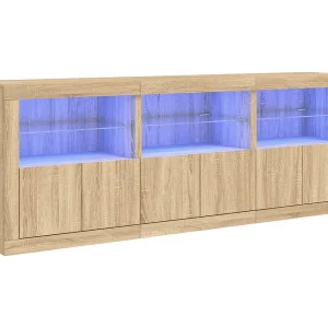 Dressoir met LED-verlichting 181,5x37x67 cm sonoma eikenkleurig