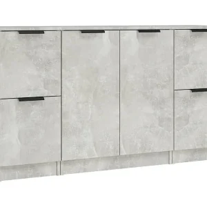 Dressoirs 3 st bewerkt hout betongrijs