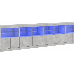 Dressoir met LED-verlichting 283x37x67 cm betongrijs