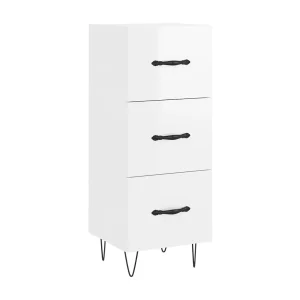 Dressoir 34,5x34x90 cm bewerkt hout hoogglans wit