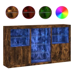 Dressoir met LED-verlichting 181,5x37x100 cm gerookt eikenkleur Dressoir met LED-verlichting 181,5x37x100 cm gerookt eikenkleur
