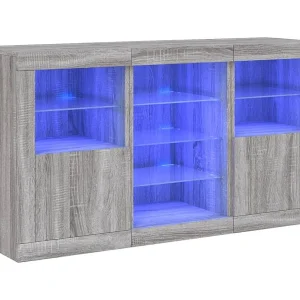 Dressoir met LED-verlichting 123x37x67 cm grijs sonoma eiken Dressoir met LED-verlichting 123x37x67 cm grijs sonoma eiken