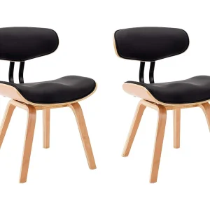 Eetkamerstoelen 2 st gebogen hout en kunstleer
