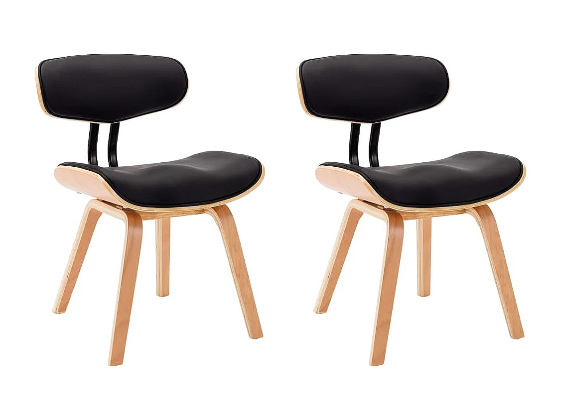 Eetkamerstoelen 2 st gebogen hout en kunstleer