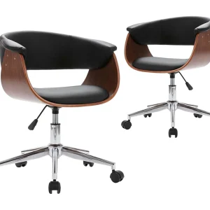Eetkamerstoelen draaibaar 2 st kunstleer zwart