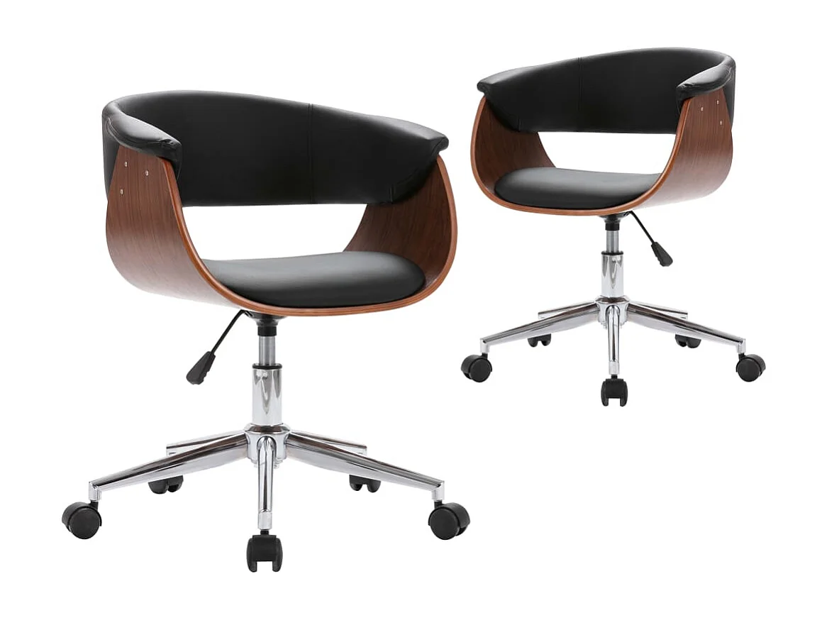 Eetkamerstoelen draaibaar 2 st kunstleer zwart