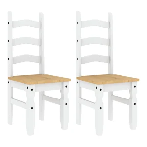 Eetkamerstoelen 2 st Corona 42x47x107 cm grenenhout wit