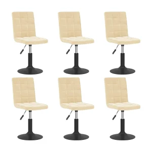 Eetkamerstoelen draaibaar 6 st fluweel crèmekleurig