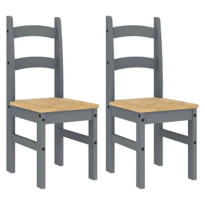 Eetkamerstoelen 2 st 40x46x99 cm massief grenenhout grijs