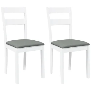 Eetkamerstoelen met kussens 2 st massief hout rubber wit