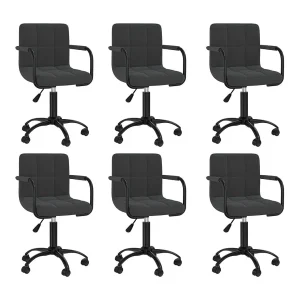 Eetkamerstoelen 6 st draaibaar fluweel zwart Eetkamerstoelen 6 st draaibaar fluweel zwart