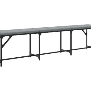 Eetkamerbank 186x32x45 cm staal en stof lichtgrijs Eetkamerbank 186x32x45 cm staal en stof lichtgrijs