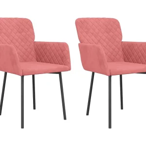 Eetkamerstoelen 2 st fluweel roze Eetkamerstoelen 2 st fluweel roze