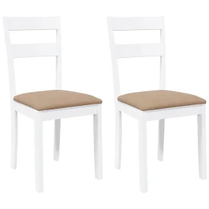 Eetkamerstoelen met kussens 2 st massief hout rubber wit Eetkamerstoelen met kussens 2 st massief hout rubber wit