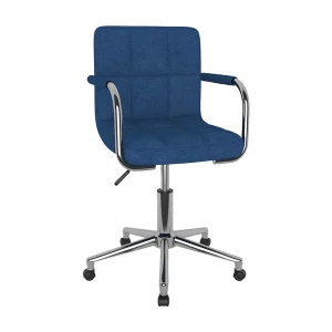 Eetkamerstoel draaibaar stof blauw