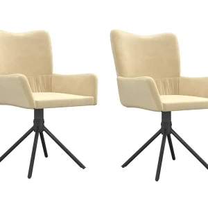 Eetkamerstoelen draaibaar 2 st fluweel crèmekleurig Eetkamerstoelen draaibaar 2 st fluweel crèmekleurig