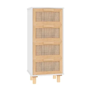 Dressoir 40x30x90 cm massief grenenhout en rattan wit Dressoir 40x30x90 cm massief grenenhout en rattan wit