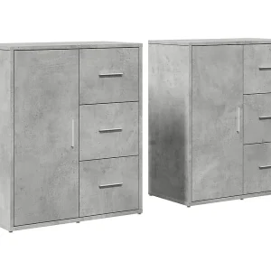 Dressoirs 2 st 60x31x70 cm bewerkt hout betongrijs Dressoirs 2 st 60x31x70 cm bewerkt hout betongrijs