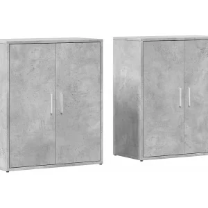 Dressoirs 2 st 60x31x70 cm bewerkt hout betongrijs Dressoirs 2 st 60x31x70 cm bewerkt hout betongrijs