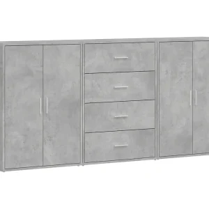 Dressoirs 3 st 60x31x84 cm bewerkt hout betongrijs Dressoirs 3 st 60x31x84 cm bewerkt hout betongrijs