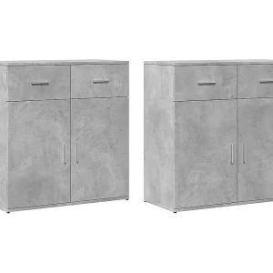 Dressoirs 2 st 79x38x80 cm bewerkt hout betongrijs Dressoirs 2 st 79x38x80 cm bewerkt hout betongrijs
