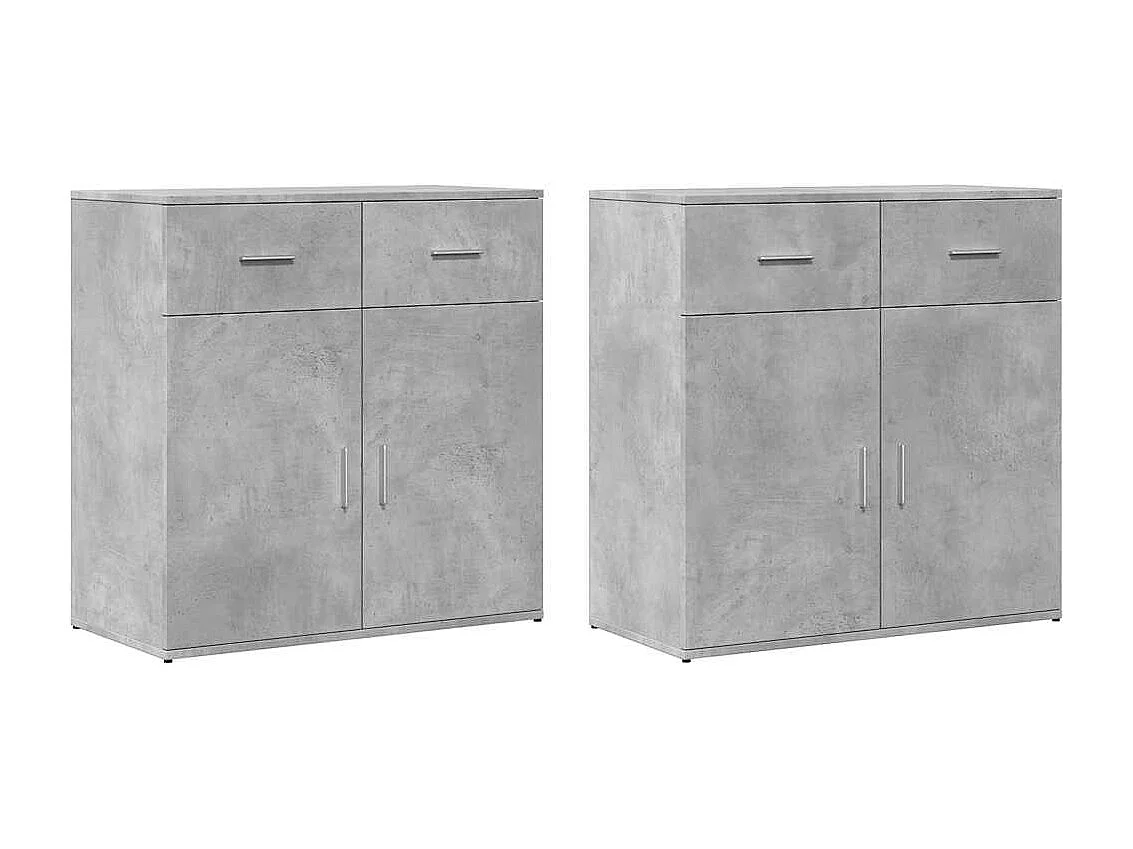 Dressoirs 2 st 79x38x80 cm bewerkt hout betongrijs