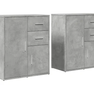 Dressoirs 2 st 60x31x70 cm bewerkt hout betongrijs Dressoirs 2 st 60x31x70 cm bewerkt hout betongrijs