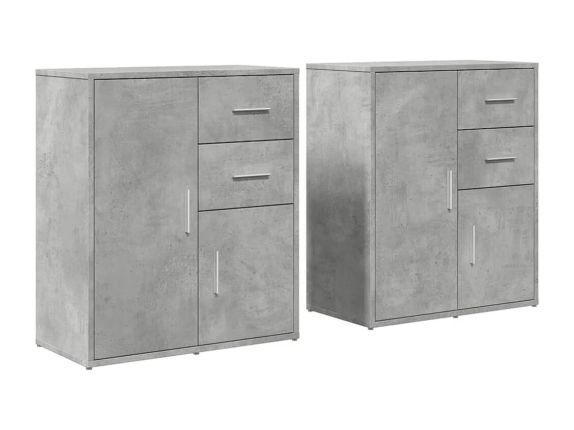 Dressoirs 2 st 60x31x70 cm bewerkt hout betongrijs