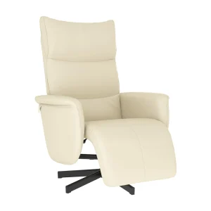 Fauteuil verstelbaar met voetensteun kunstleer crèmekleurig