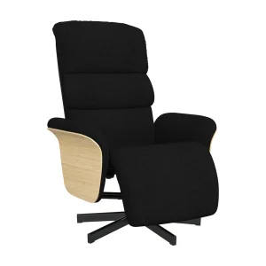 Fauteuil verstelbaar met voetensteun stof zwart