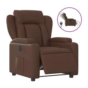 Fauteuil verstelbaar elektrisch kunstleer bruin