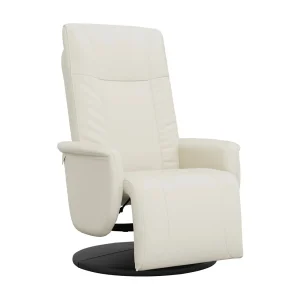 Fauteuil verstelbaar met voetensteun kunstleer crèmekleurig