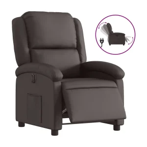 Fauteuil verstelbaar elektrisch echt leer donkerbruin Fauteuil verstelbaar elektrisch echt leer donkerbruin