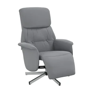 Fauteuil verstelbaar met voetensteun stof lichtgrijs