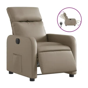 Fauteuil verstelbaar elektrisch kunstleer cappuccinokleurig