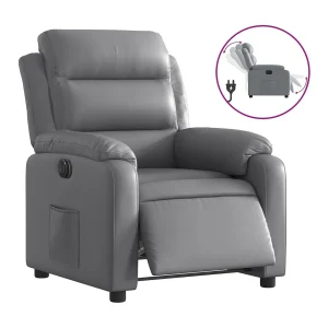 Fauteuil verstelbaar elektrisch kunstleer grijs