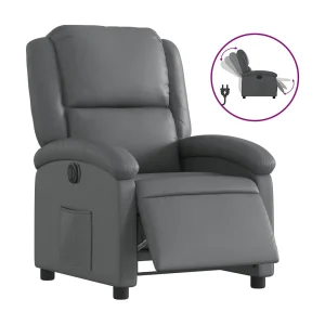 Fauteuil verstelbaar elektrisch kunstleer grijs