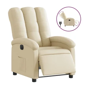 Fauteuil verstelbaar elektrisch stof crèmekleurig Fauteuil verstelbaar elektrisch stof crèmekleurig